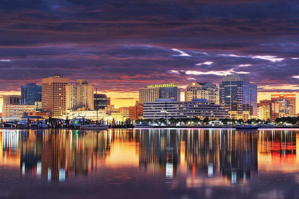 Norfolk harbor sunset